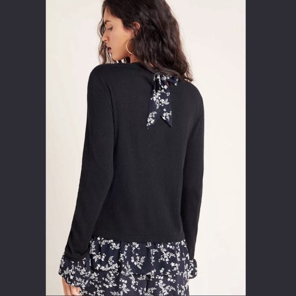 Anthropologie + Kachel Waverly Pullover Sweater Top in Navy NWT - Picture 2 of 7